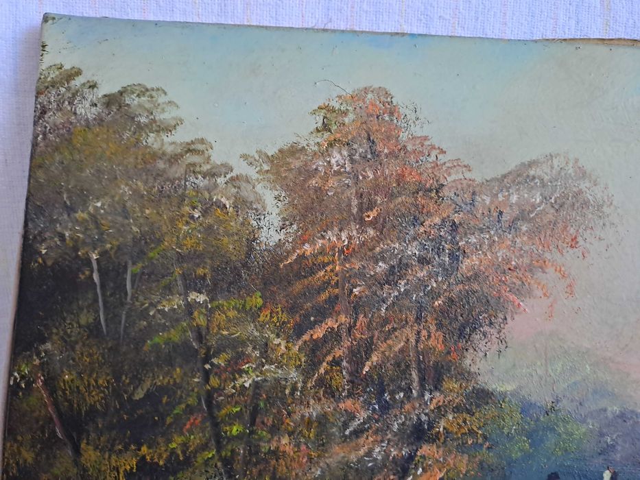 tablou vechi pictura pe panza 55/46 cm provenienta Franta