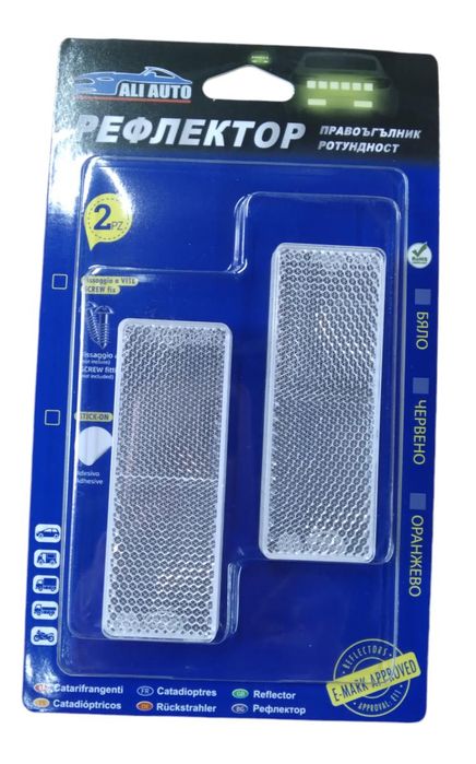 Светлоотразител Рефлектор правоъгълен 32х88мм. Бял- 2 броя