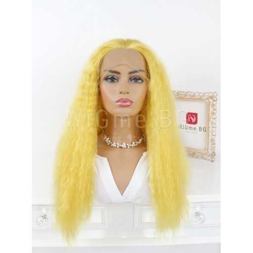 Дълга къдрава жълта лейс фронт перука Анджелика
