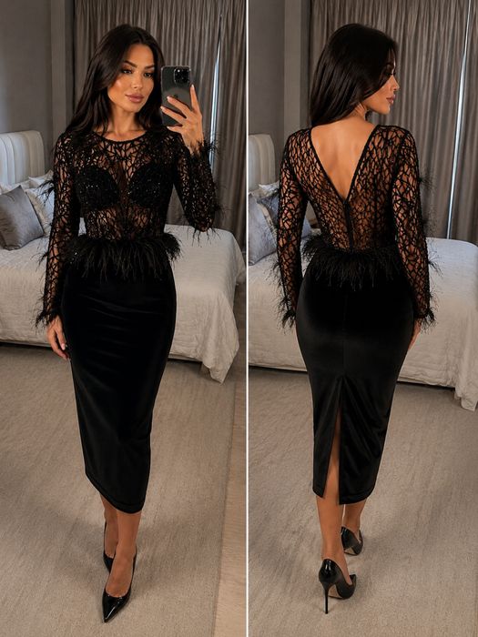 Rochie elegantă neagră, realizată la comandă