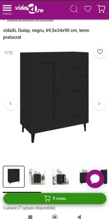 Comodă neagră din 2 corpuri alăturate