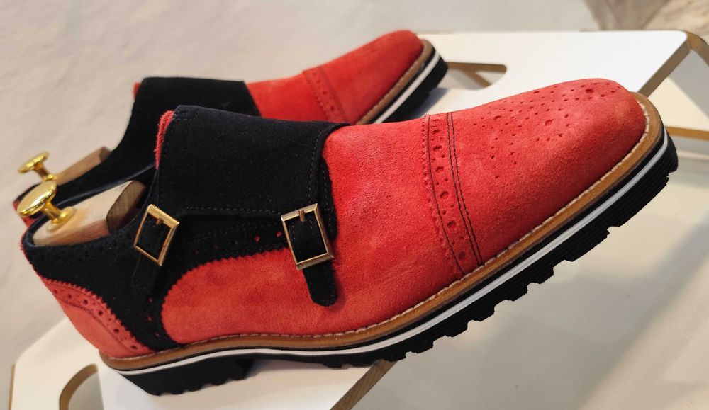 Pantofi monk 42 42.5 43 de lux Girotti NOI lucrati manual piele natura