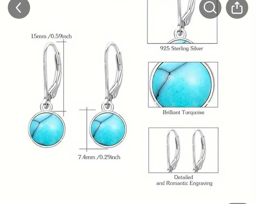 Сребърни обеци тюркоаз