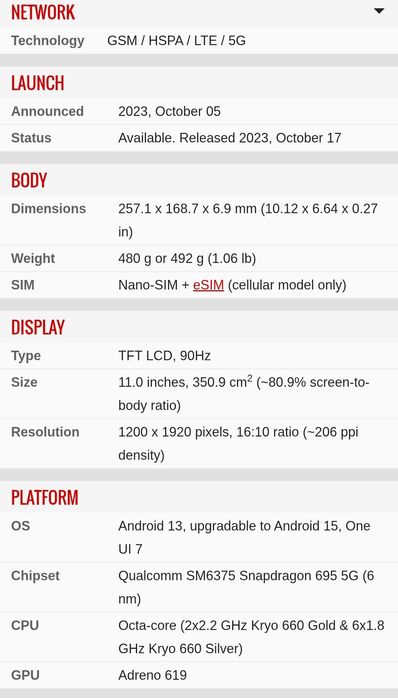Samsung Galaxy tab a9+ 64gb/8gb