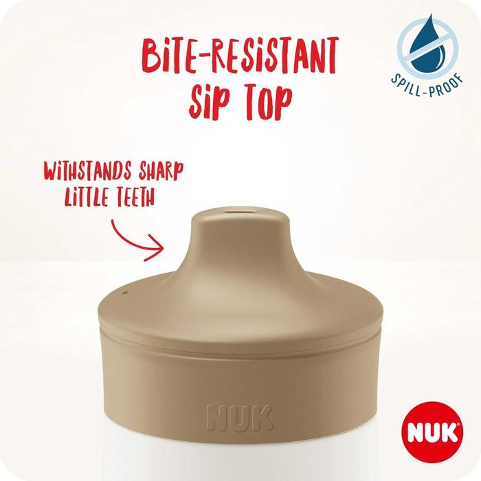 NUK Mini-Me Sip – Детска бутилка за вода, 300 мл, неръждаема стомана, 9+ месеца, Beige Fox