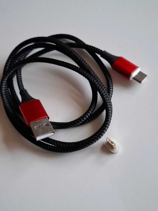 USB кабел за зареждане на телефон,магнитен светещ USB конектор,1 и 3м.