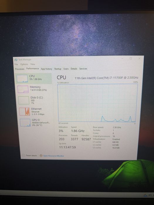 Calculator Nitro i7 11700F 32GB 3200mhz, Ssd 1TB, RTX 3060Ti