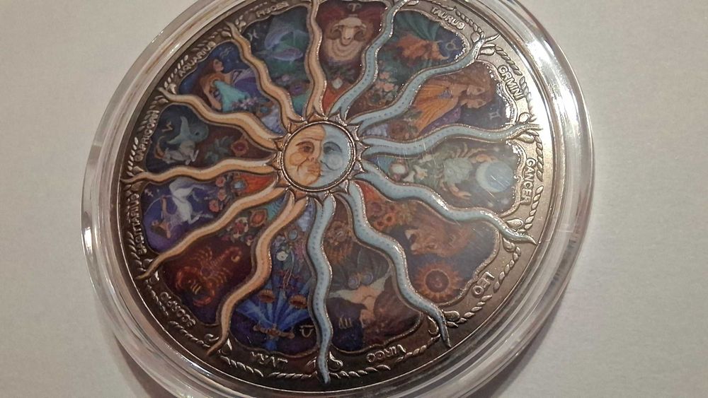 Moneda zodiac cu Soare si Luna