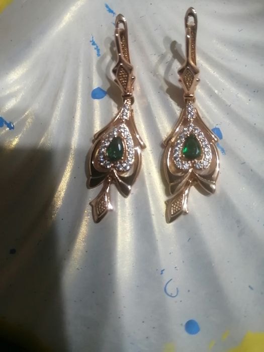 Серьги позолоченные с пробой