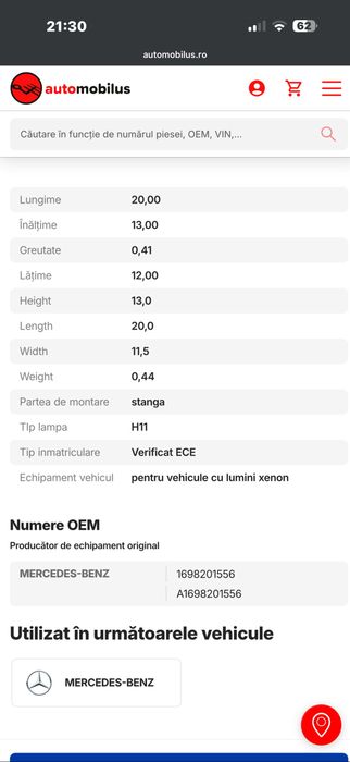 Vand proiectoare ceață mercedes