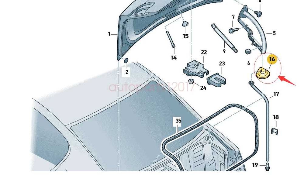 гумено уплътнение за пантата на багажника за Volkswagen Passat B6 и B7