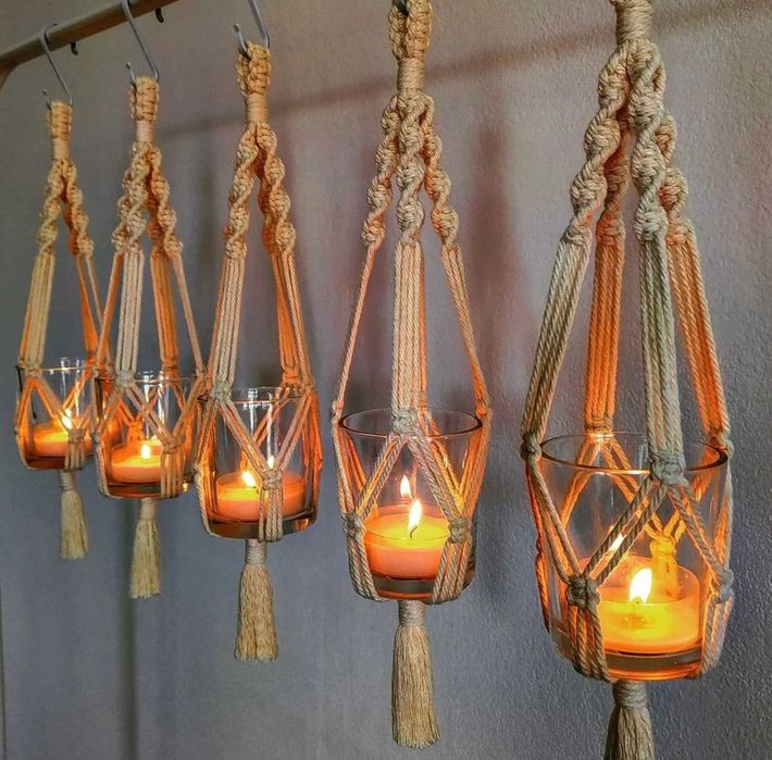 Плетени стъклени буркани / свещници / съхранение