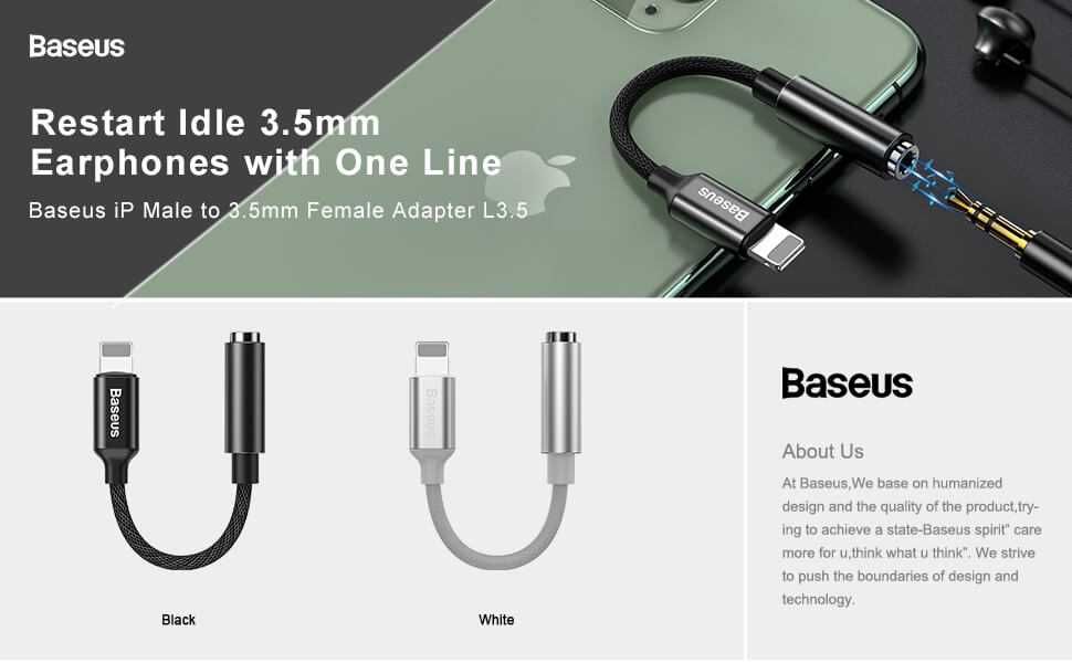 Baseus Adapter Lightning Male To 3.5mm Female For iPhone AUX Cable