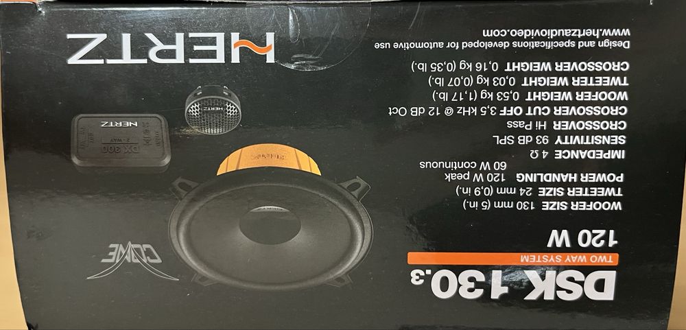 Boxe auto HERTZ DSK 130.3, 60W RMS, 2 cai, 13cm, negru