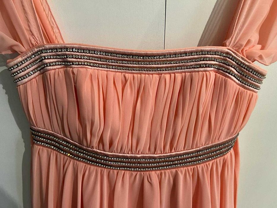 Rochie voal de seara evenimente roz corai marimea S 36