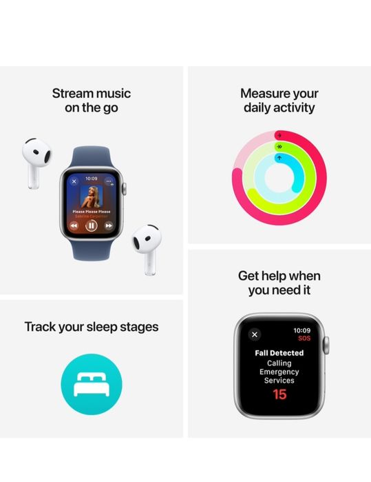 Apple Watch SE (2024), GPS, Cellular, Starlight Aluminum Case 40 мм, Starlight Sport Band - M/L