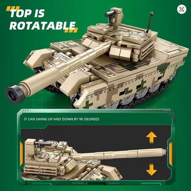 Joc constructii 224 pcs tip Lego Battle Tank VT-4 cu 2 figurine