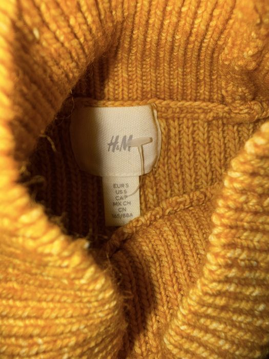 Плетен пуловер H&M в цвят горчица