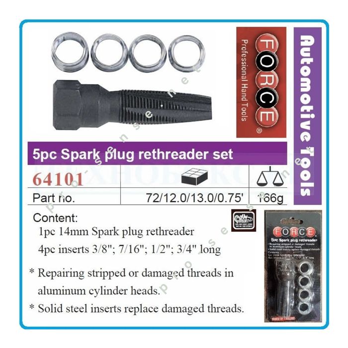 Ремонтен комплект за развалени резби на бензинови свещи FORCE 64101