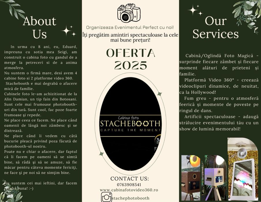 Pachet premium: Oglinda magica, 360 Video,Cabina foto/fum greu