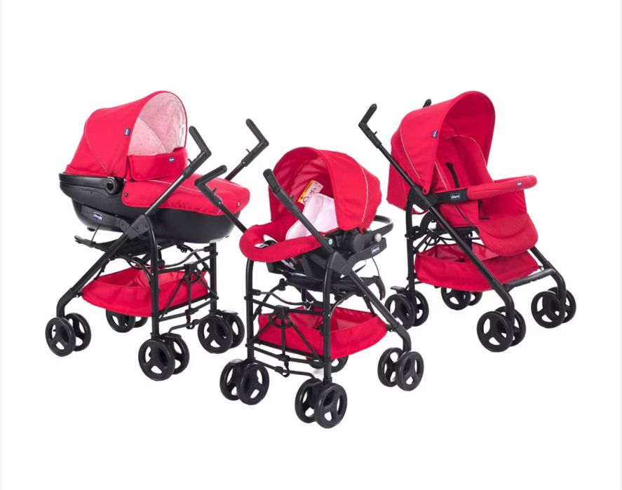 Carucior 3 in 1 Chicco Trio Sprint, cu kit auto, Rosu