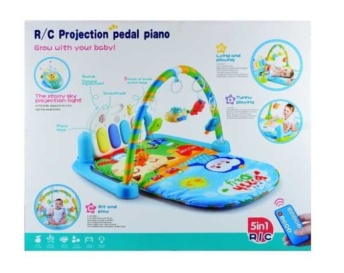 Saltea bebeluși cu pian si proiector 5 în 1 + telecomandă