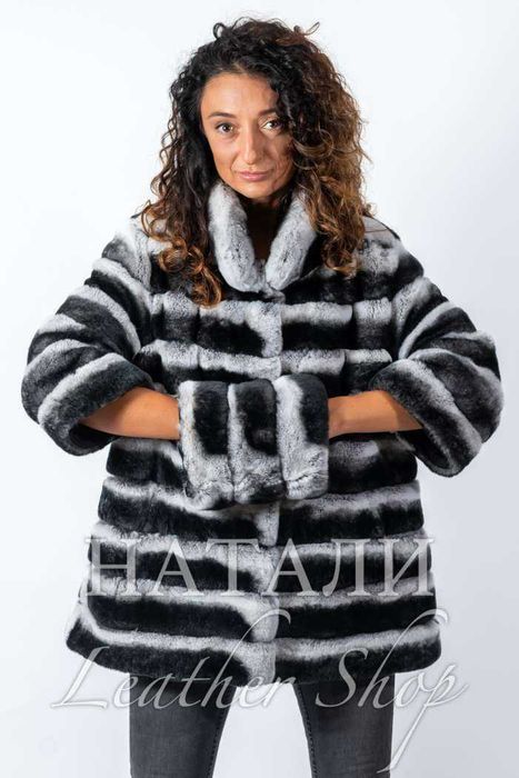 Ексклузивен дълъг кожух от чинчила 2 в 1