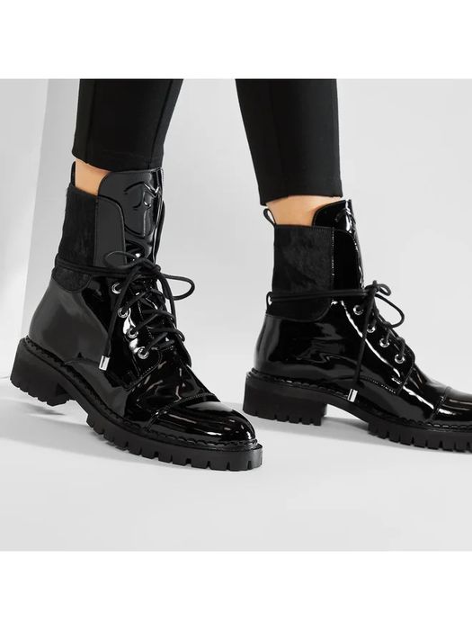 Eva Minge лачени черни боти 38