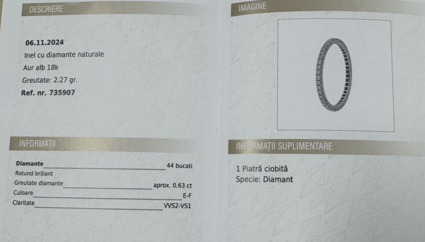 Inel tip veregheta Aur 18k cu Diamante, pret fix