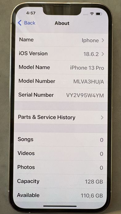 Iphone 13 pro,бял,128gb 100% капацитет,сменена батерия