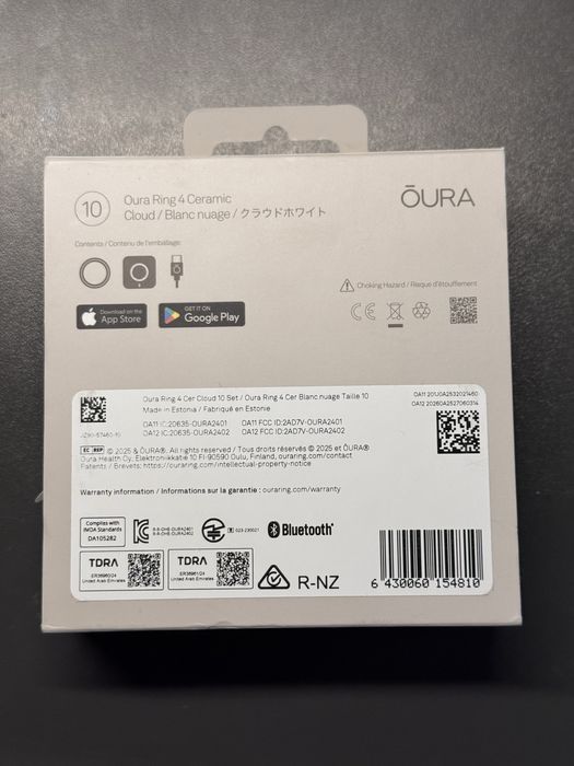 Кольцо oura ring 4 ceramic/ cloud 10 размер