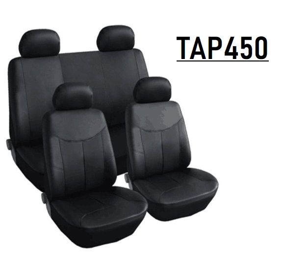 Комплект Кожена универсална тапицерия/калъфи за седалки в Черно, Сиво