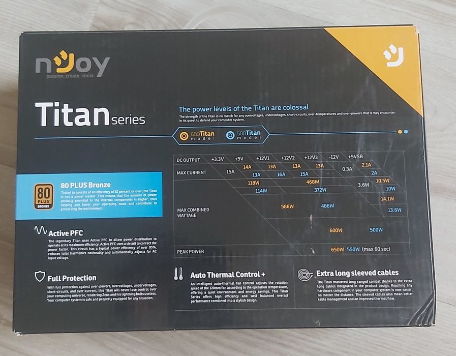 Vand sursa Njoy Titan 600W 80+ noua