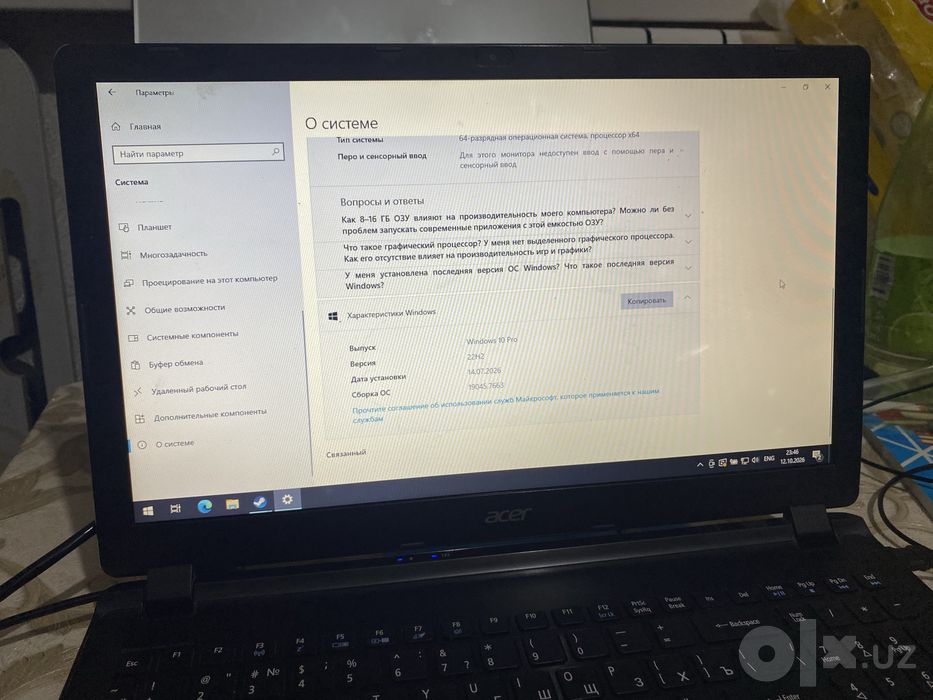 Noutbook acer windovs 10pro