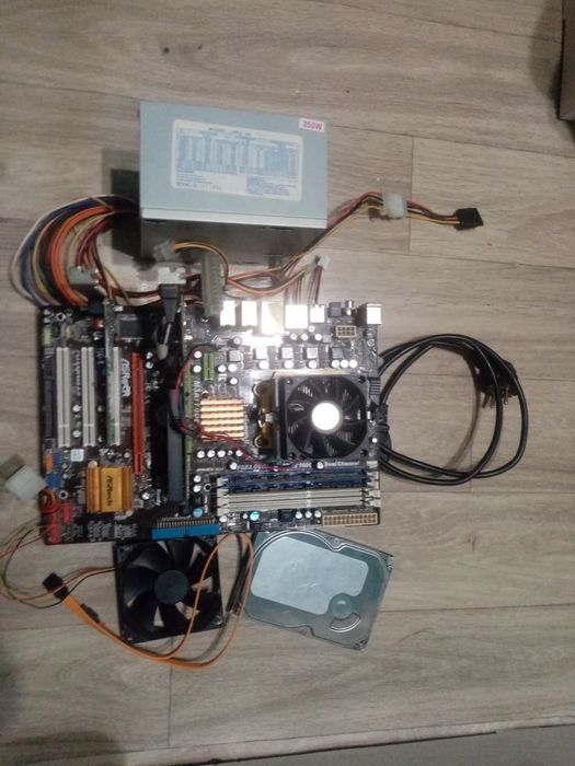 Комплект мать кулер блок питания вентилятор жёсткий диск шнур