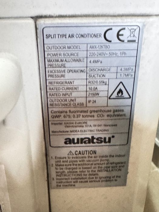 Продавам Климатик Auratsu (Midea) 12000BTU