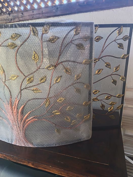 Paravan protecție șemineu model "Copacul vieții", fier forjat 99x84 cm