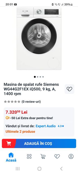 Mașină de spălat Siemen iQ 500 9 kg.
