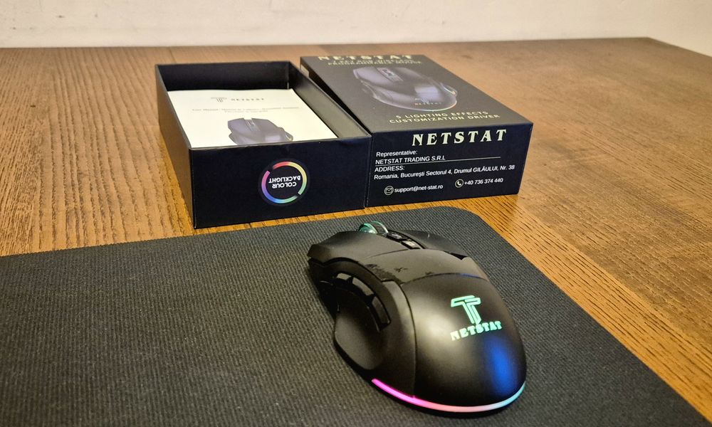 Mouse Wireless NETSTAT RGB, Bluetooth + 2.4GHz, Multi-Device, ca nou