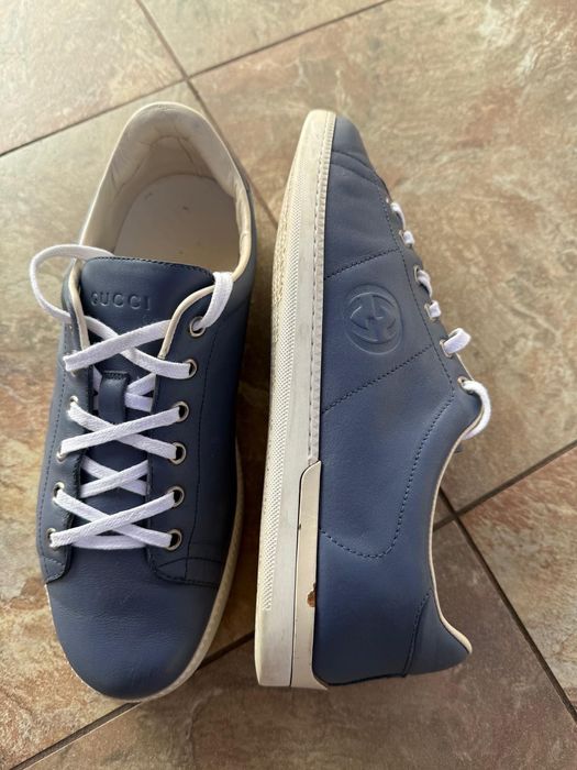 GUCCI incaltaminte, sneakers piele marimea 40 / 40.5 ( 6 UK ) interior 26 cm, culoare albastru
