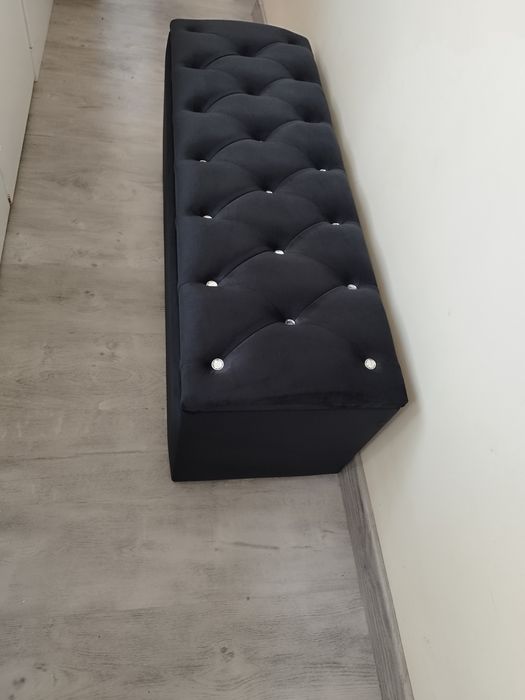Bancheta,băncuță catifea ,lada pentru pat cu spatiu depozitare ,negru