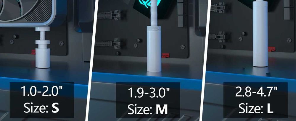 Стойка за видео карта, бяла, от 27мм до 120mm