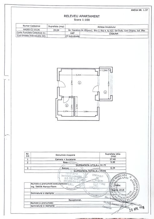Garsoniera tip studio (dormitor separat)