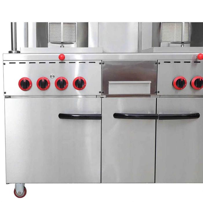 REDUCERE Aparat shaorma dublu gaz 4 arzatoare dulap- Transport Gratuit