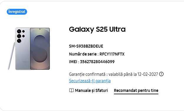Samsung S25 Ultra 256Gb/12Gb RAM Silver Blue / garantie