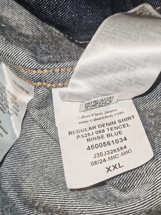 Camasa blugi Calvin Klein Jeans, noua (eticheta), bumbac, maneci lungi, croi regular, marimea XXL