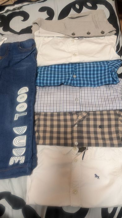 Детски дрехи рр98(ризи с дълъг ръкав(елече),ватирани дънки,ромпър пижа