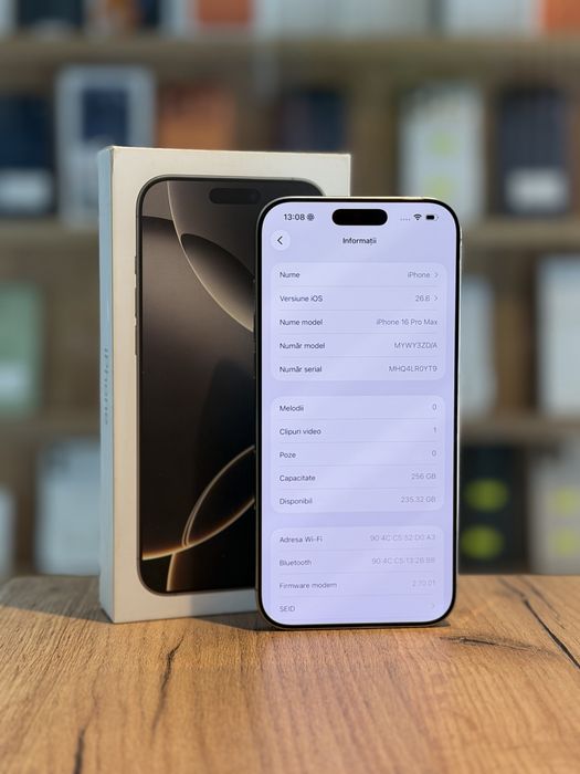 iPhone 16 Pro Max 256GB Natural/Baterie87%/Garantie 12 luni @atsgsm.ro