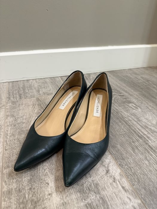 Туфли на низком каблуке темно-зеленые