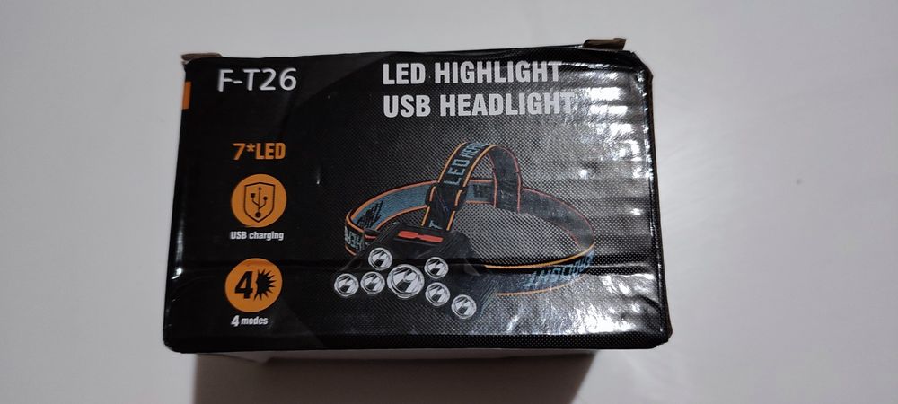 Lampa lanterna frontala usoara 7led acumulator usb waterproof drumetie